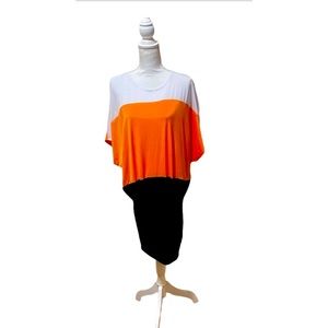 Julian Chang Color Block Dolman Sleeve Mini Dress
